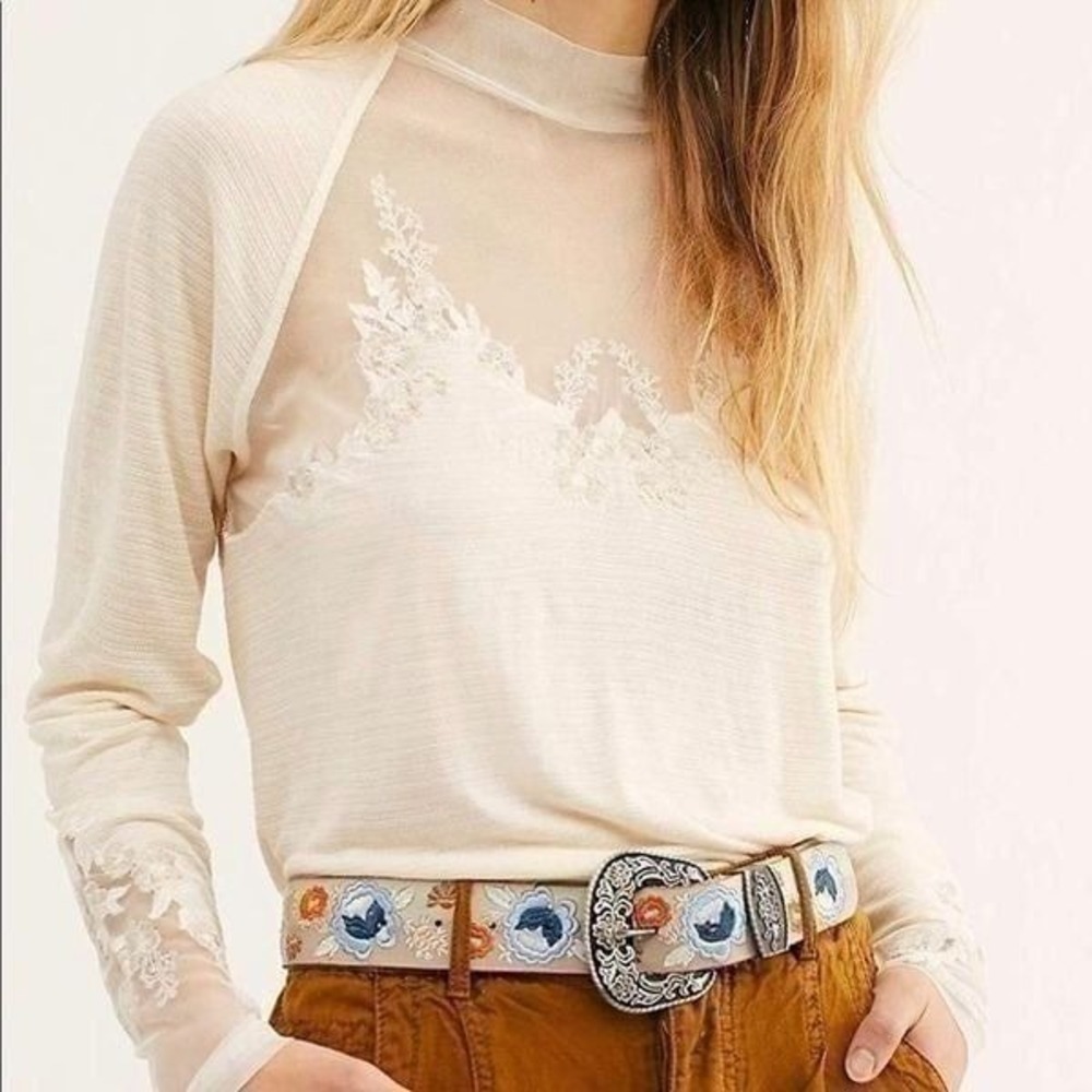 Free People‎ Women's Saheli Mesh Embroidery Top
